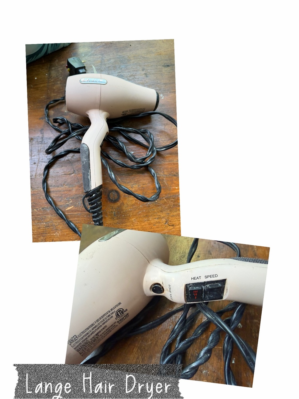 Lange Pink Compact Hair Dryer - Portable Women’s Styling Tool